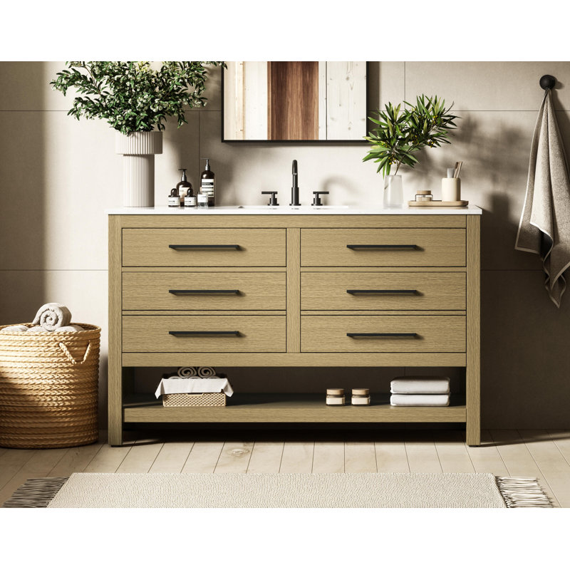 54 inch Single Bathroom Vanity_Modern_VF60554, Honey Brown, 54"