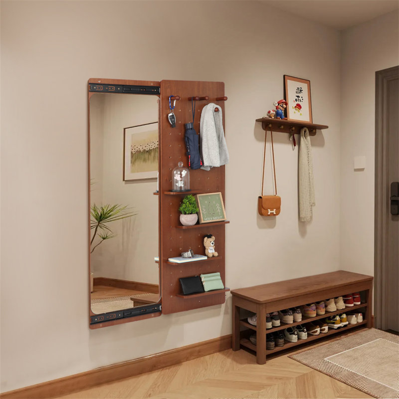Miroir mural pleine longueur (miroir inclus seulement), Noyer