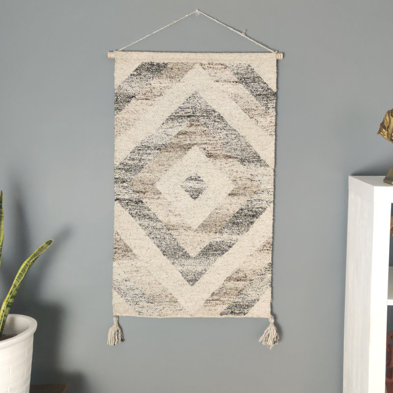 Crochet mural en coton avec tige Kilim