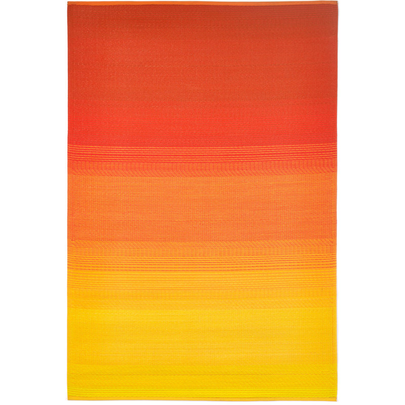 Outdoor Rug Plastic Straw Rug Waterproof Patio Joena, Rectangle 4' x 6', Big Sur - Sunset