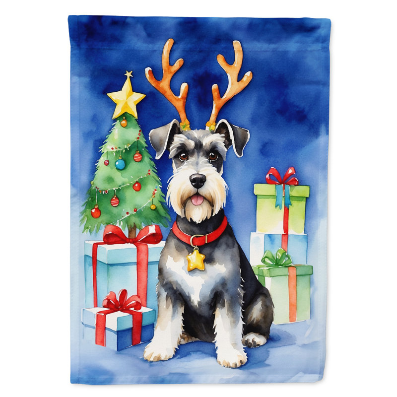 Drapeau de Noël renne de jardin, Schnauzer brun / rouge