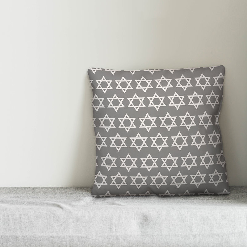  Housse de coussin Star of David, 18 po x 18 po, Polyester/ Bourre en polyester