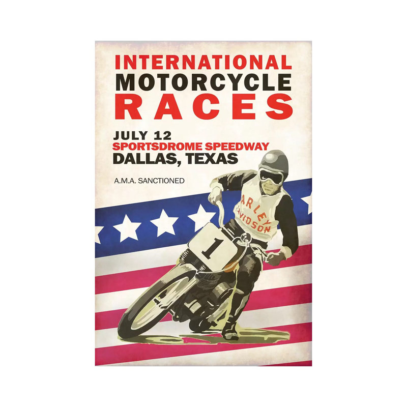 Intl. Motorcycle Races Dallas by Mark Rogan - Print on Canvas, 30.48cm H x 20.32cm W x 1.91cm D, Wrapped Canvas