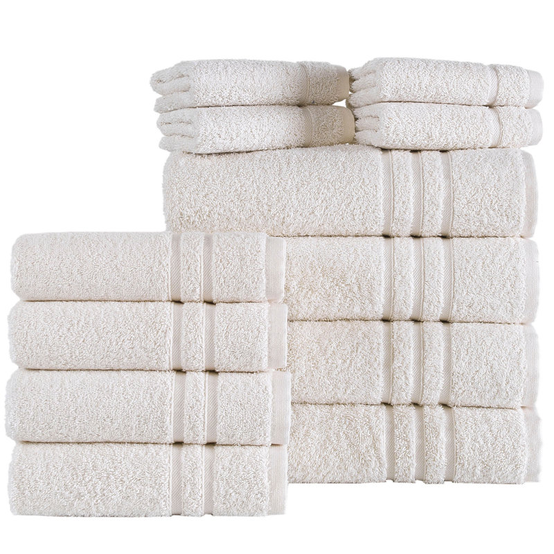 Luxury 12-Piece Towel Set Includes 4 Bath Towels, 4 Hand Towels, And 4 Washcloths Ringspun Cotton Is Absorbent And Soft