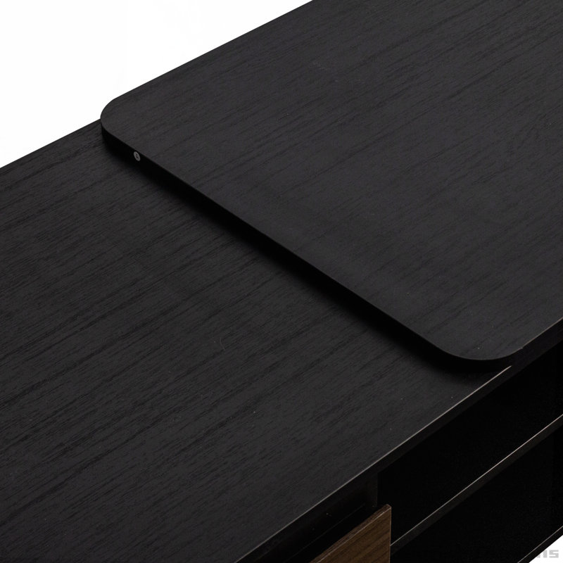 Table basse extensible, table basse en bois réglable en longueur avec 2 tiroirs de rangement