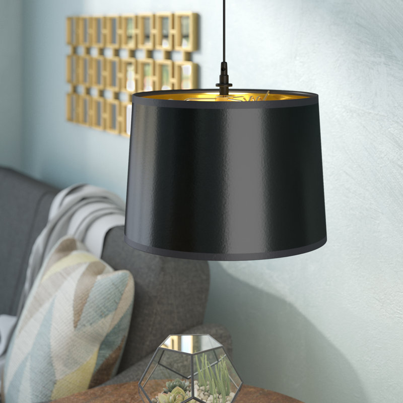 Kathleen 1 - Light Textured Blue Slate Single Pendant, Black Parchment