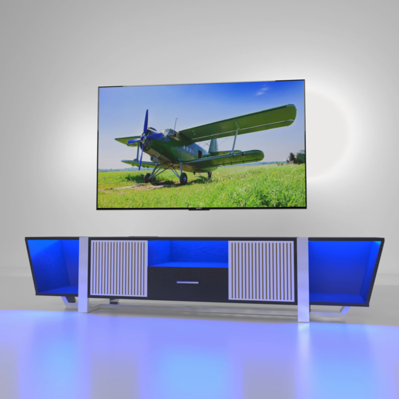 TV Console With Large Storage Cabinets