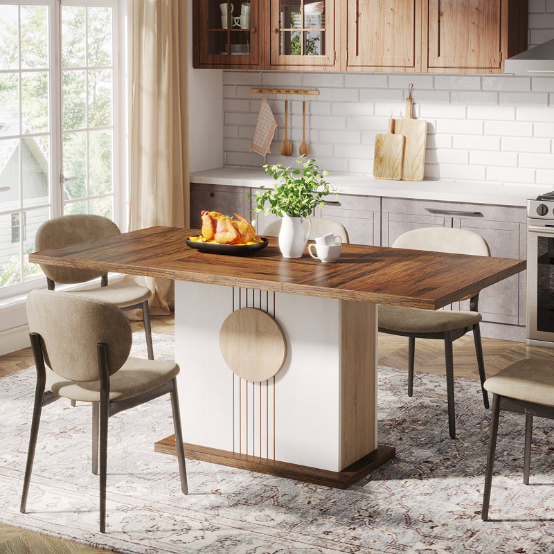 Courtany Dining Table, White/Brown