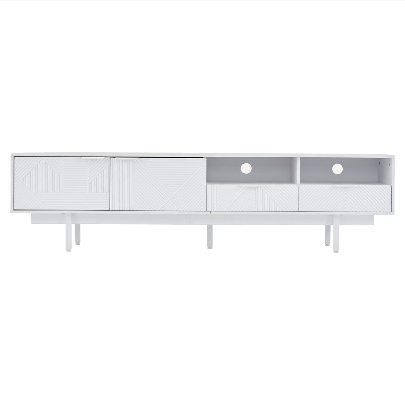Tv Stand With  2 Doors And 2 Drawers, White