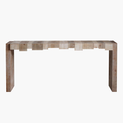 Modern Rustic Console Table - 71" Entryway Table With Sculpted Block Design - Narrow Sofa Table For Hallway, Living Room, Or Foyer