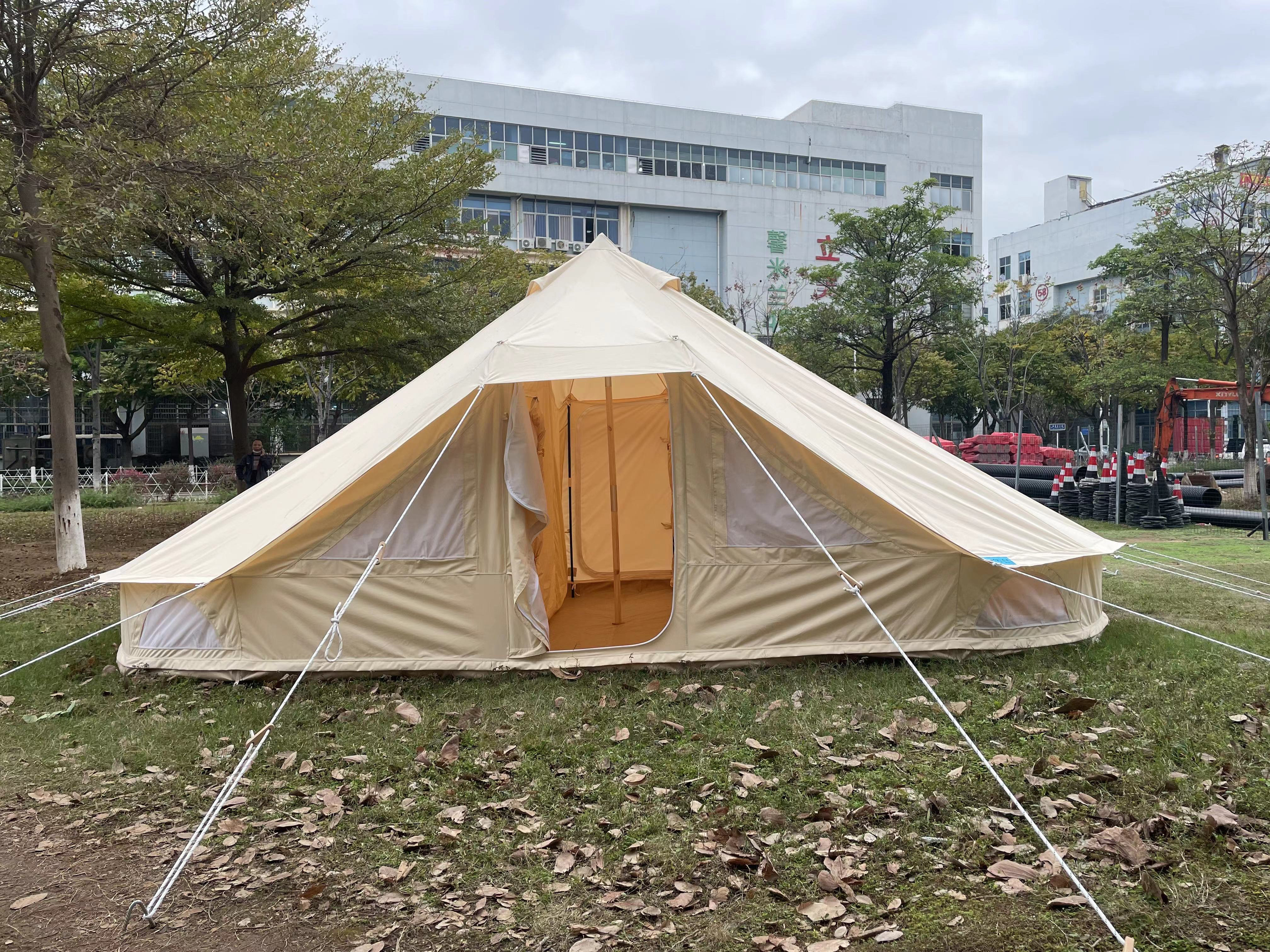 SHANRUGUOJI Persons Canvas Tent Bell Tent Glamping,4 Seasons