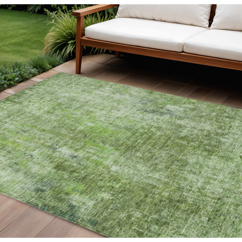 Tapis intérieur lavable abstrait vert olive et artichaut 8 pi x 10 pi HomeRoots