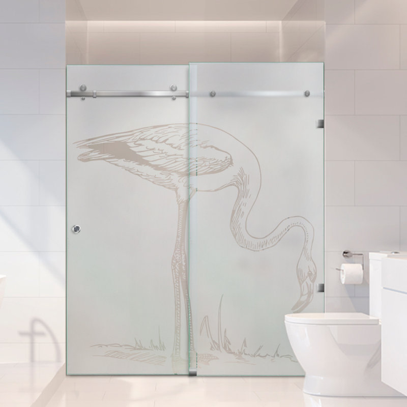 Portes de verre de douche coulissantes sans cadre l 62 po x H 80 po, Gauche, Semi-privé
