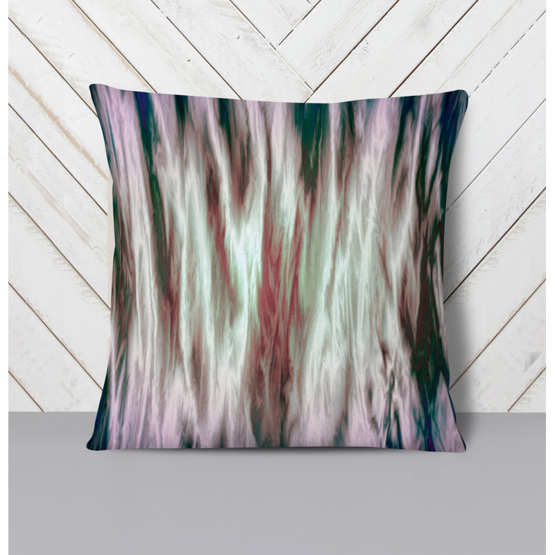 Throw Pillow With Insert, 16"H x 16"W, Pink Striped/Abstract 1