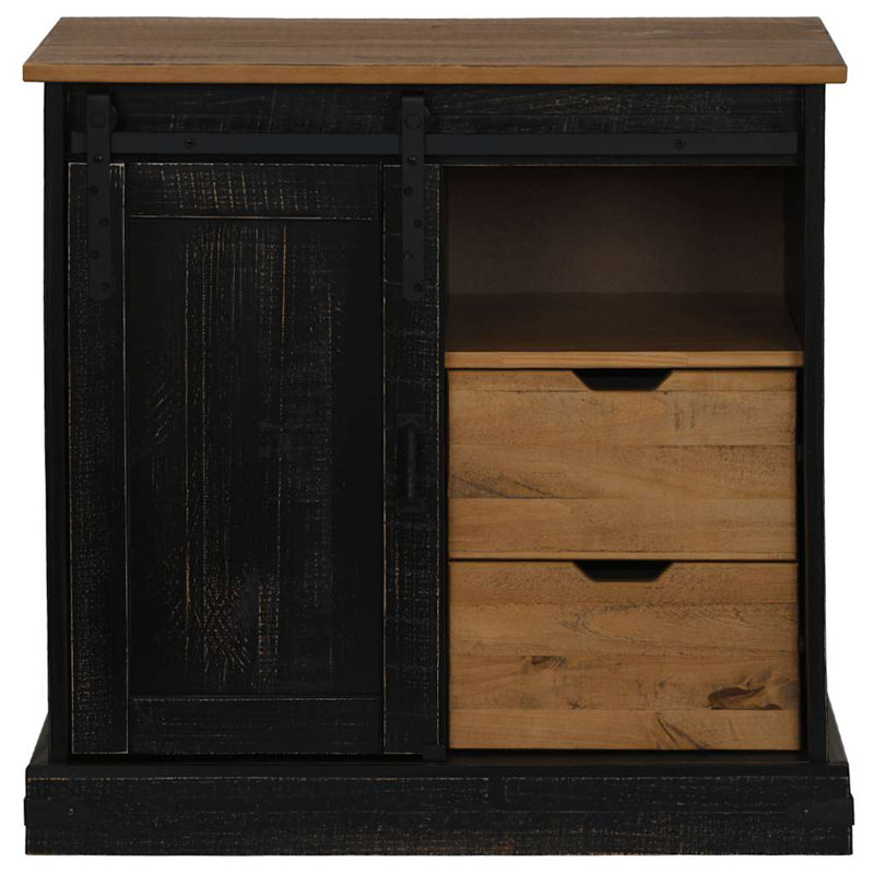 Sideboard HALDEN With Sliding Door 80X40x80 Cm Solid Wood, Black