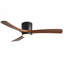 Ventilateur de plafond encastré Mid-Century moderne avec lumière et télécommande, 3 pales en bois de sycomore massif à profil bas pour chambre à coucher