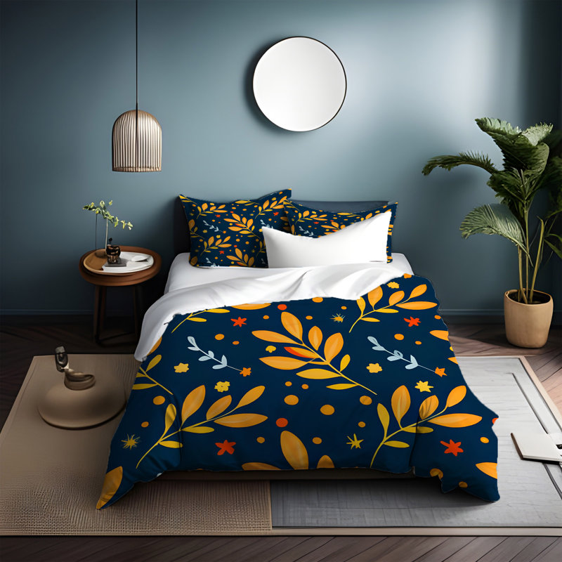 Duvet Cover, Twin Duvet Cover + 1 Queen Sham, Blue/Yellow/Orange