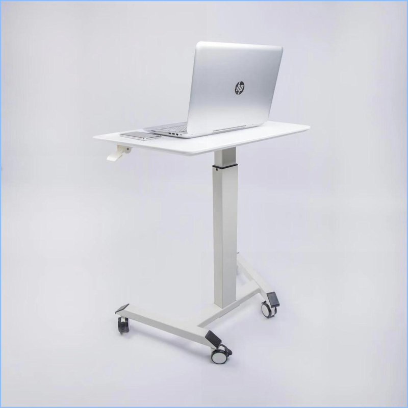 Bureau debout compact et réglable | Métal Bois | Blanc