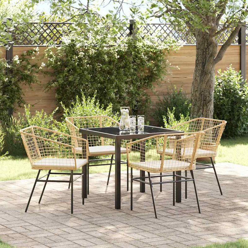 4 - Person Patio Dining Set with, Brown, 73cm H x 80cm W x 73cm D