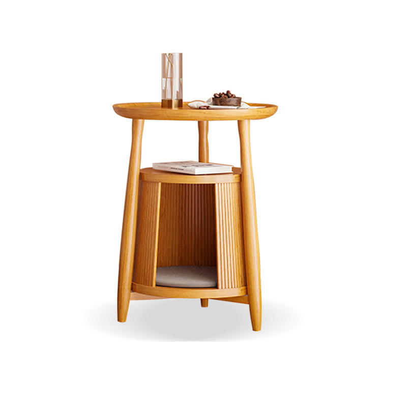 Table basse ronde en bois massif 17,72 po, Cerisier
