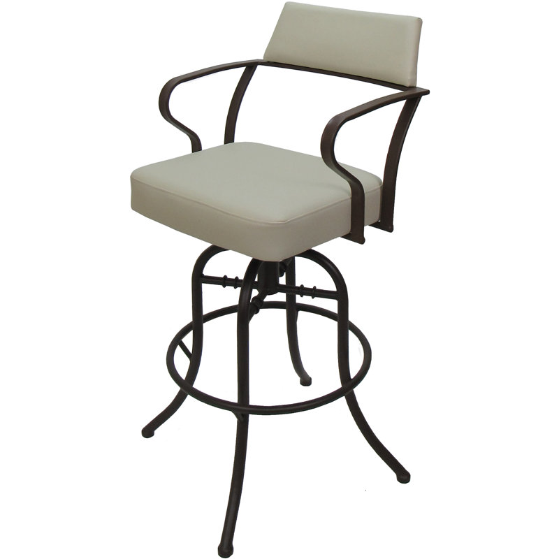 Tabouret de comptoir pivotant 26 po Chiyomi, Vinyle - Siège beige / Structure brune