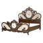 Très grand lit Devany Eastern, tissu crème et finition cerisier-839034075
