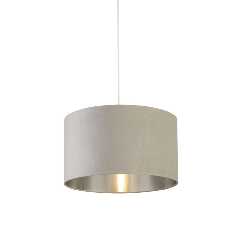 Velvet, Plastic And Mild Steel Traditional, Light Grey/Brushed Silver, 26 cm H x 45 cm W x 45cm D