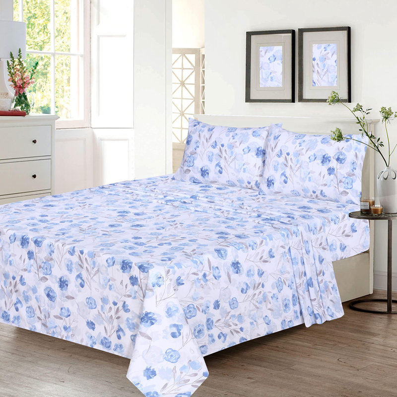100% Cotton Sheets Sets Soft Crispy Percale Cooling Sheets 16 Inch Deep Pocket Bed Sheets, Queen Sheet Set with 2 Pillowcase