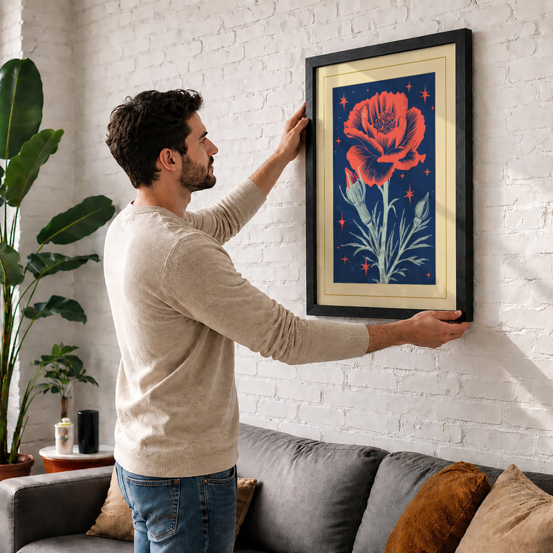 Celestial Bloom Botanical - Framed Print, Black, A3 - 42.0 x 29.7 cm