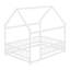 Lit en bois à profil bas avec structure de toit et barrière de sécurité-441940068