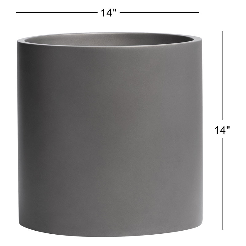 Pot à fleurs rond Brea, H 14 po x l 14 po x P 14 po, gris