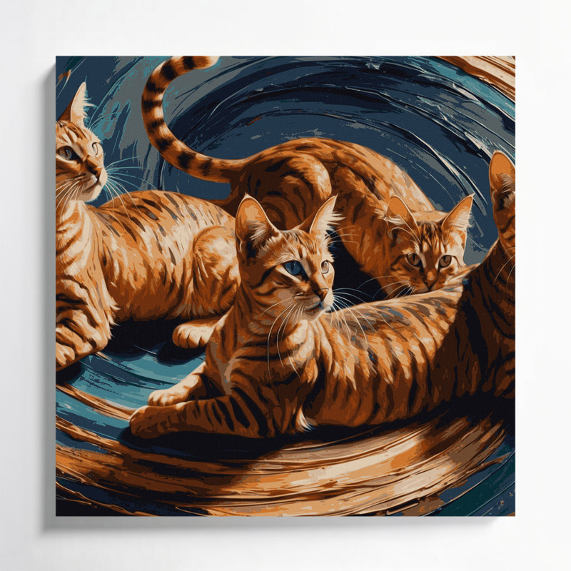 «Cats Abyssinian Mauve», art mural sur toile, H 8 po x l 8 po