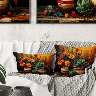 Boho Pottery Blooms - Coussin Boho