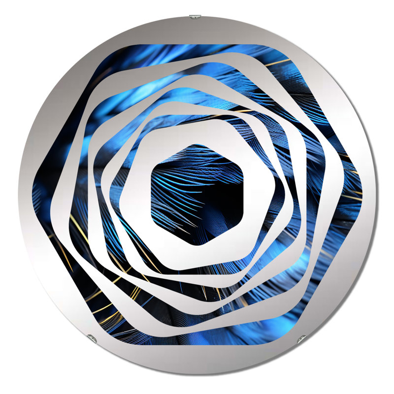 Miroir décoratif Blue Heron Feathers Of Light II - Amorphe, 23,6 po x 23,6 po