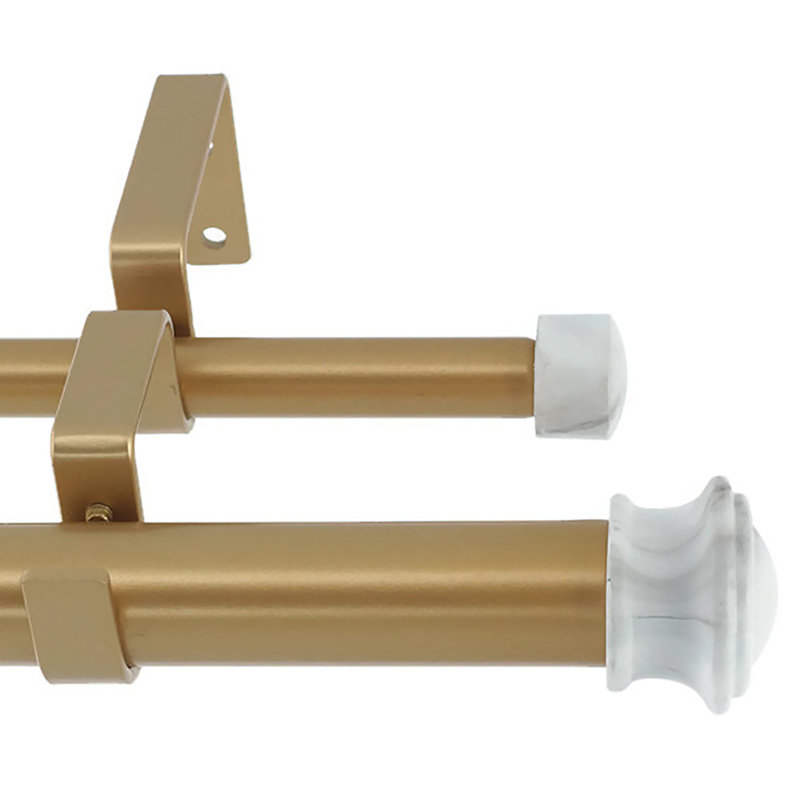 Apfelstadt Adjustable Double Curtain Rod, 84" - 120", Royal Gold