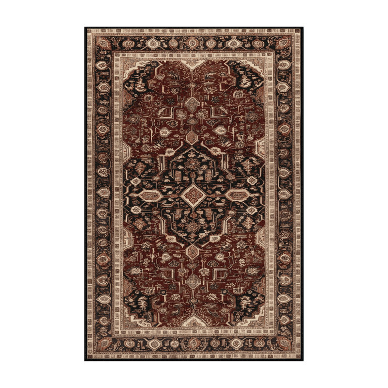Tapis persan noir lavable à la machine, Tapis de couloir 2 pi x 4 pi