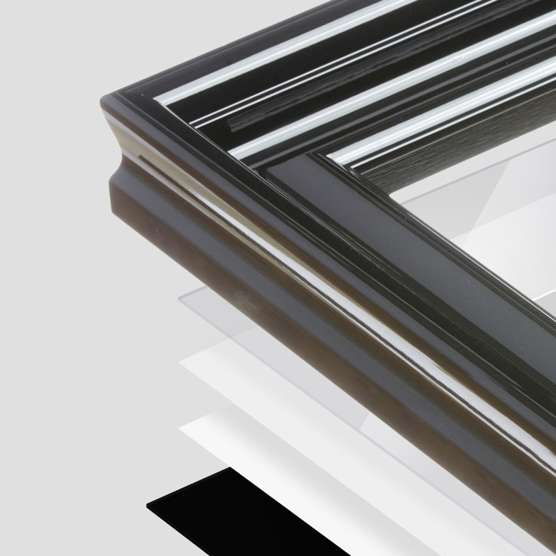 Lilli Wood Beveled Picture Frame with Mat, Black, 8" x 10", 16" x 20"