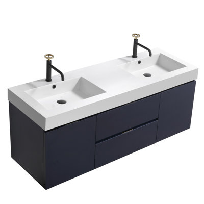 Royka 59'' Double Bathroom Vanity with Acrylic Top