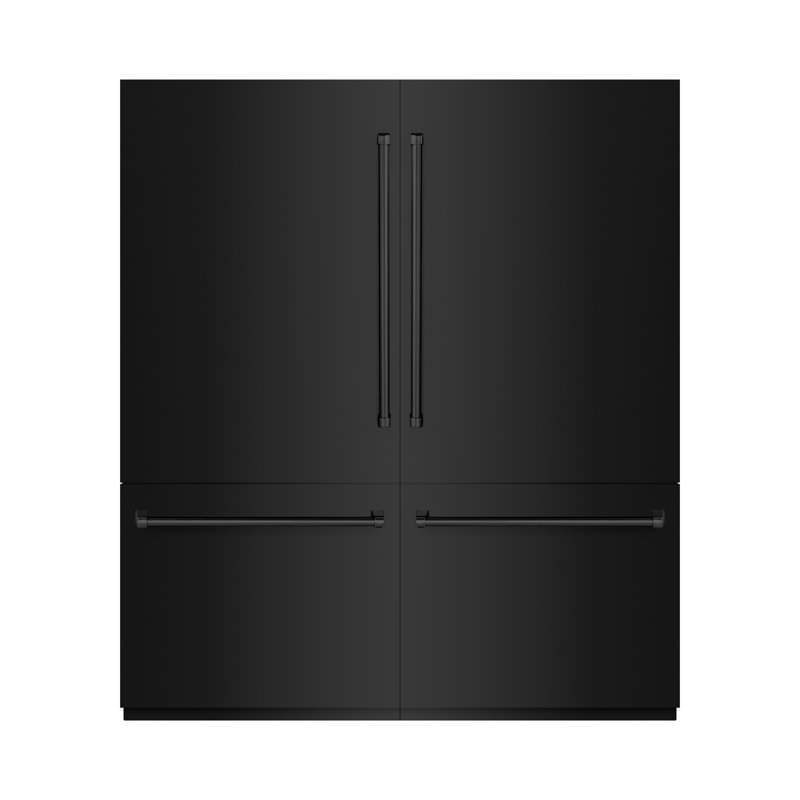 ZLINE 72 in. Built-In Refrigerator w/ Water Dispensers & Ice Makers in DuraSnow Steel, Black Stainless Steel