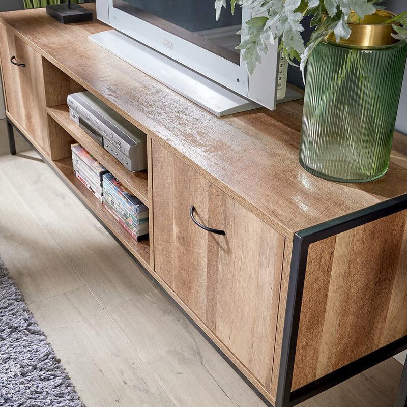 Edythe Unfinished TV Stand for TVs up to 43", Natural Wood