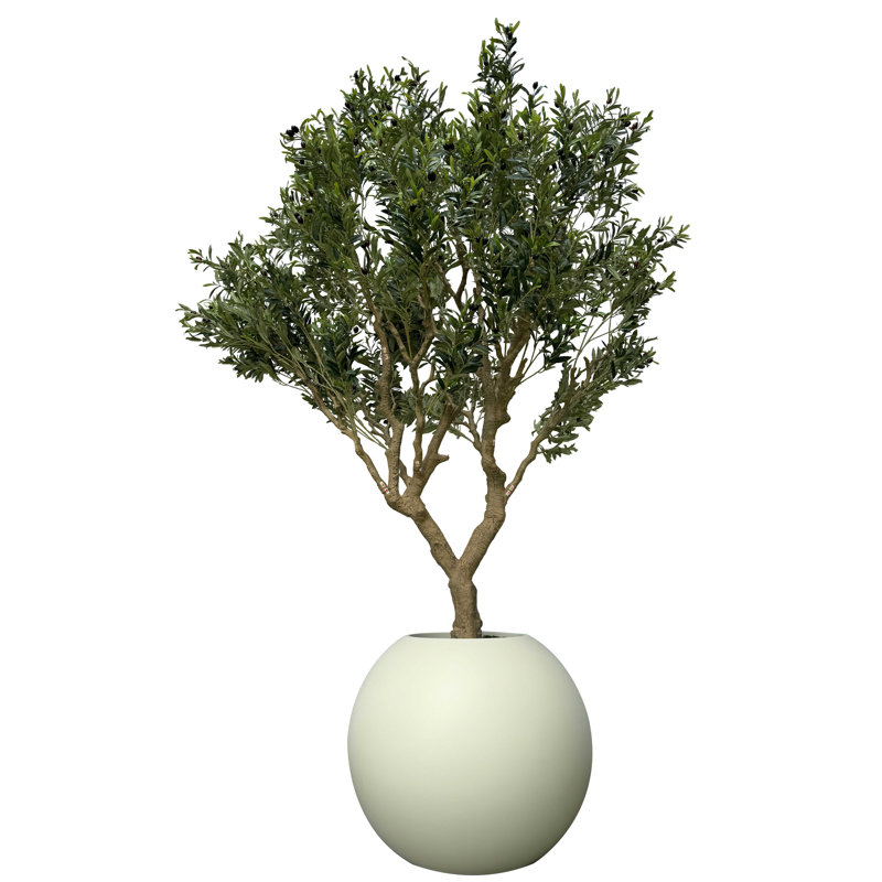 Artificial Olive Tree 30" Globe Planter, Beige