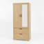 Armoire 2 portes en bois pour chambre à coucher avec tringle à vêtements suspendue, 2 tiroirs pour rangement
