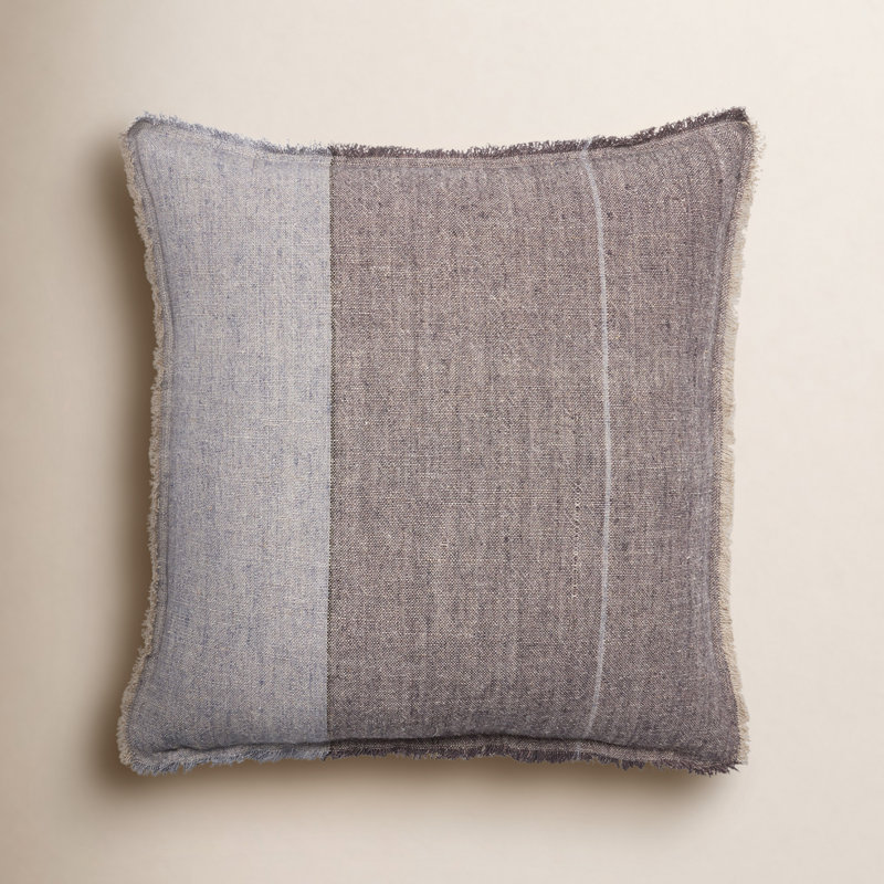 Oreiller en lin Rockefeller, Housse de coussin seulement - sans coussin, Gris, H 24 po x l 24 po