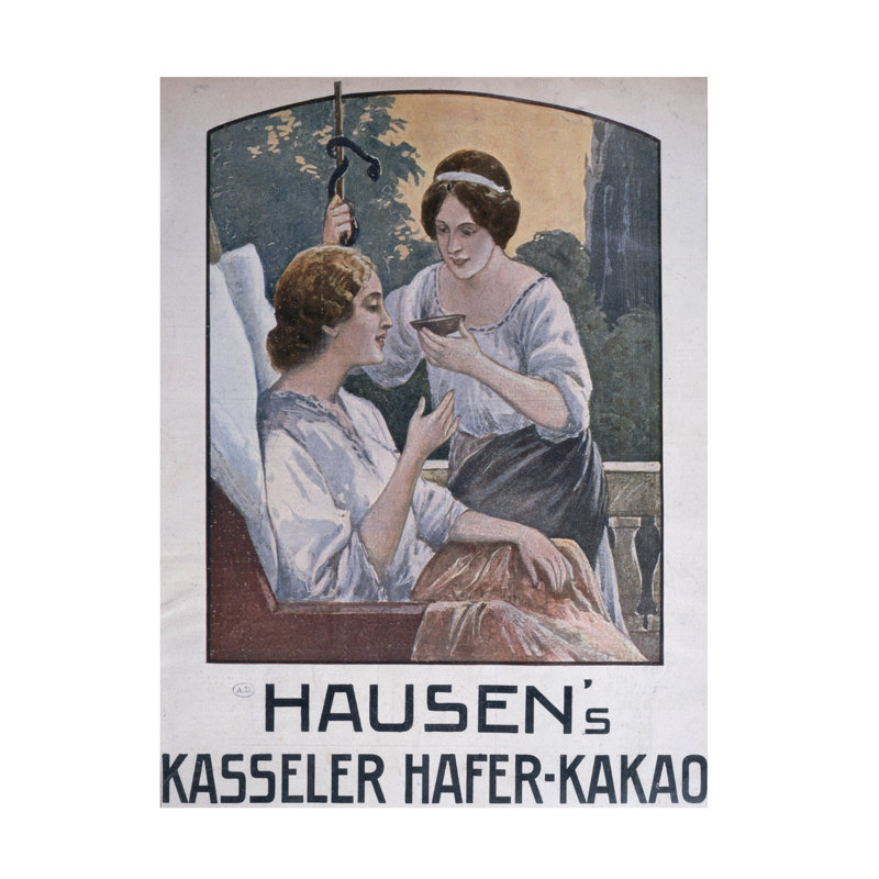 Art allemand sur toile, chocolat allemand de Cassel, 1908, H 19 po x l 14 po
