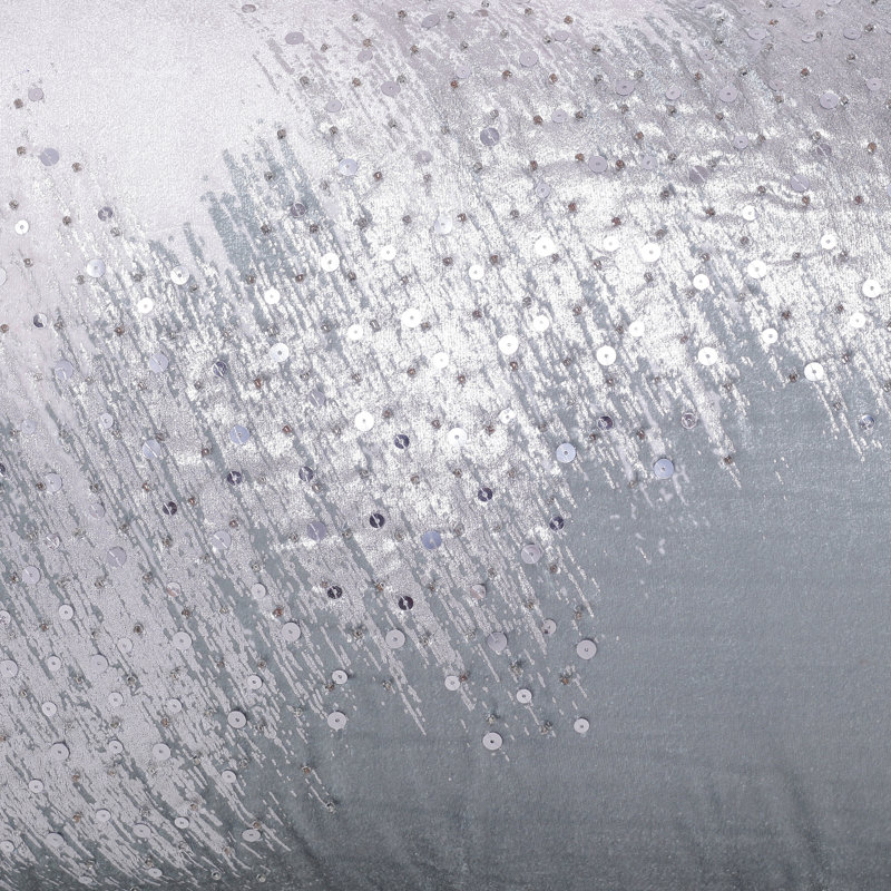 Housse de coussin en polyester à paillettes, Ivoire / Argent, polyester