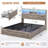 Farmhouse Wood Bed Frame with Bookcase Storage Headboard, 5 Drawers & LED Lights, Grey Wooden Platform Bed with Charging Station, Barn Door Design, No Box Spring Needed-370782390-400191143
