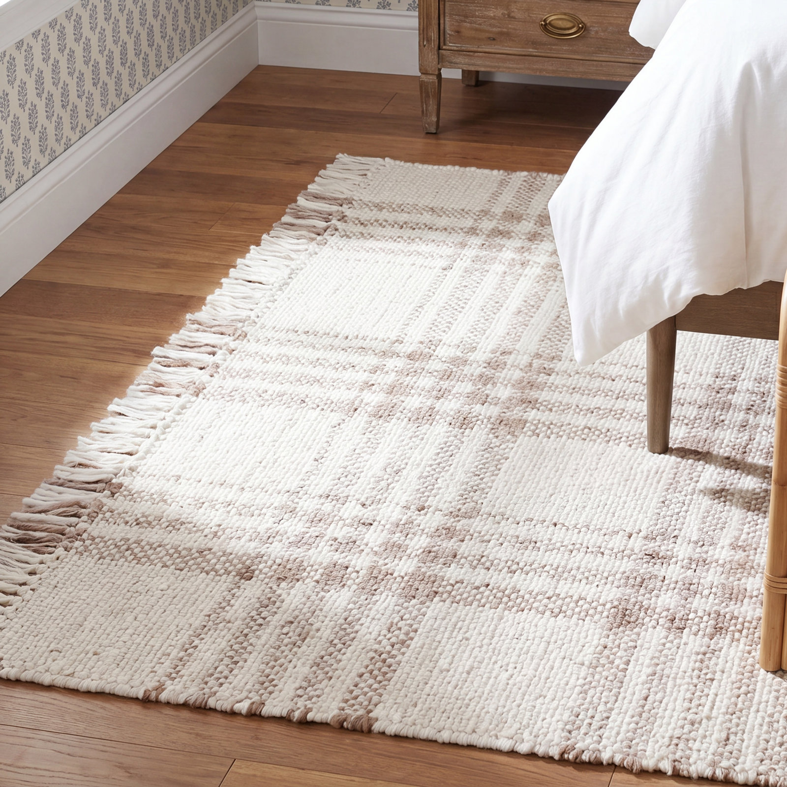 Cay Hand-Woven Taupe Plaid Rug, Rectangle 8' x 10'
