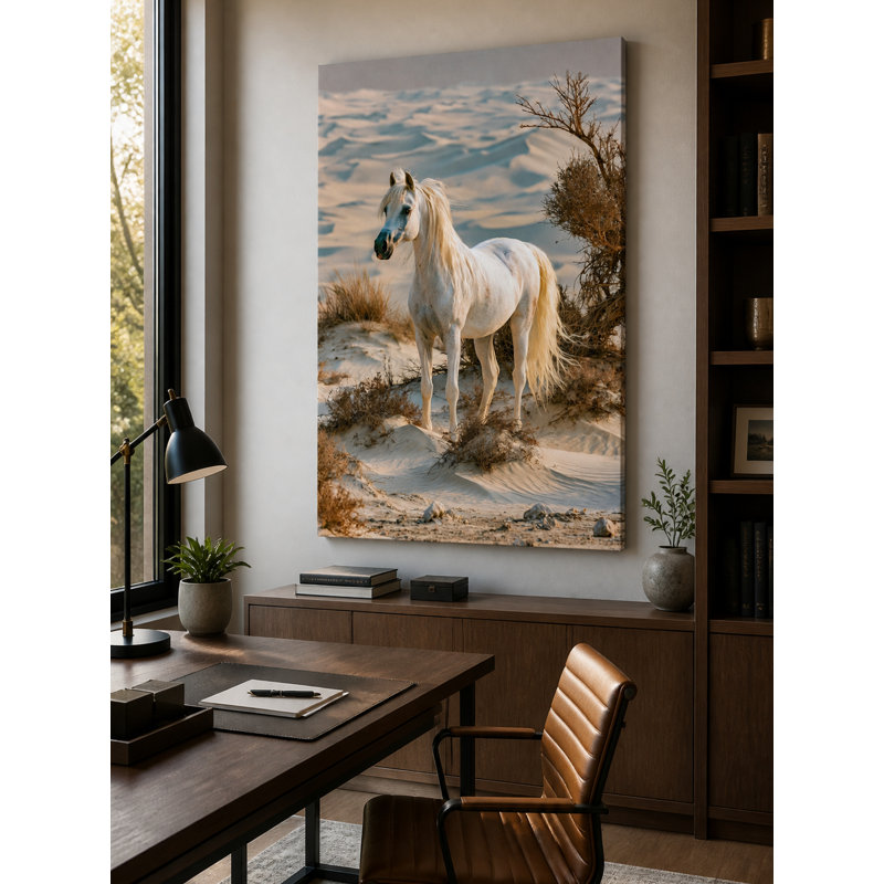 Tableau grand format sur toile représentant un cheval blanc, décoration photographique animalière, cadeau idéal pour les amoureux des animaux