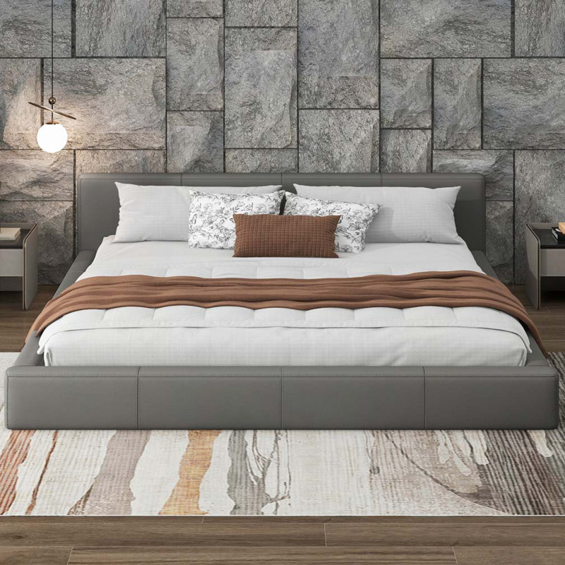 Faux Leather Upholstered Bed, King