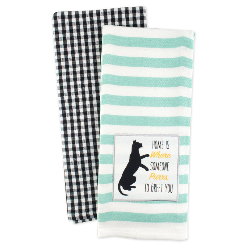 Ensemble de 2 pièces de linge vaisselle asst chat déco